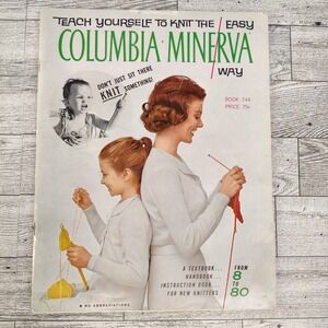 Vtg Teach Yourself to‎ Knit Book • Retro Knitcore Crafting 1970 Columbia Minerva